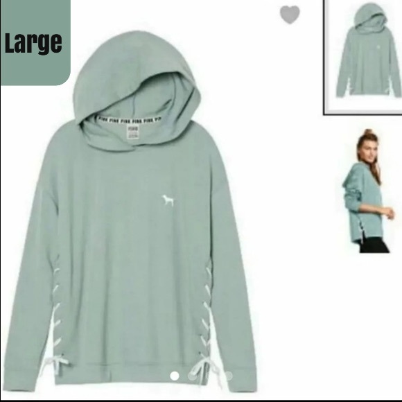 PINK Victoria's Secret Sweaters - Victoria's Secret (PINK) Lace Up Hoodie